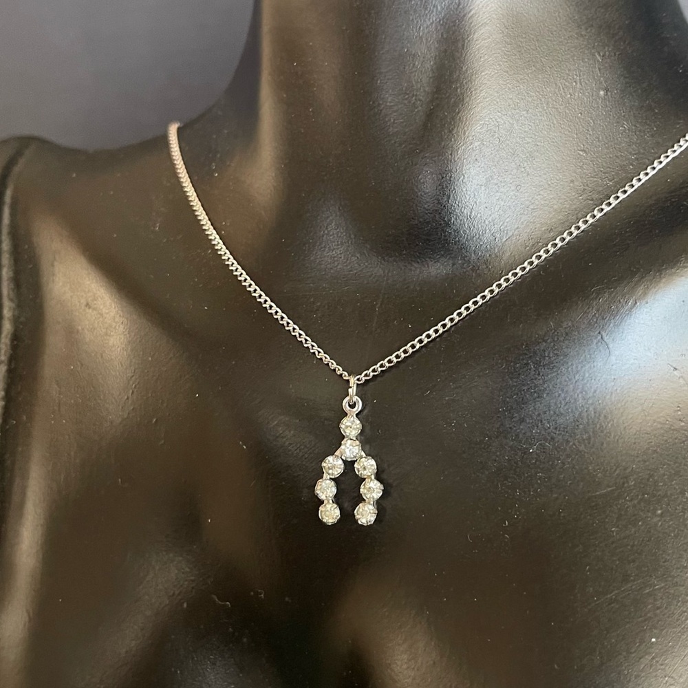 Sterling silver horseshoe cz stone necklace